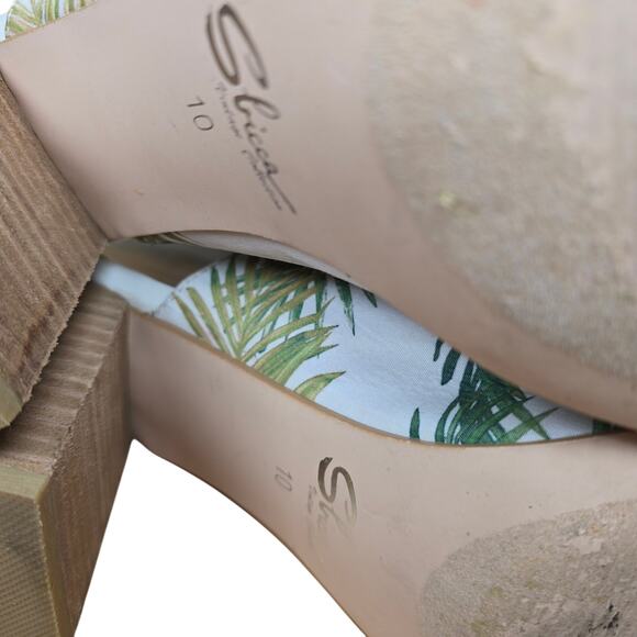 Sbicca Vintage Collection Panorama White w/ Palm Trees Heels Slides Mules Sz 10 - Picture 8 of 8